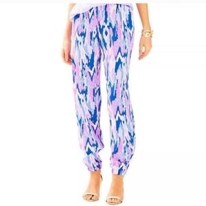 Lilly Pulitzer NWOT One Too Many Jogger Pant in Saffron Amethyst Print S…